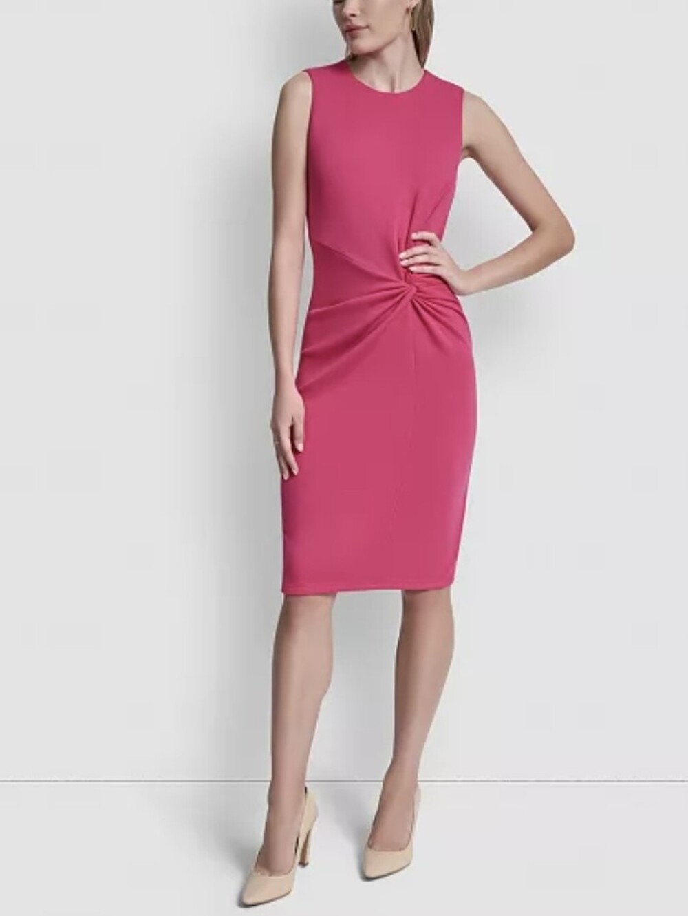 DKNY Women's Sleeveless Jewel Neck Knot Front Dress, size 8